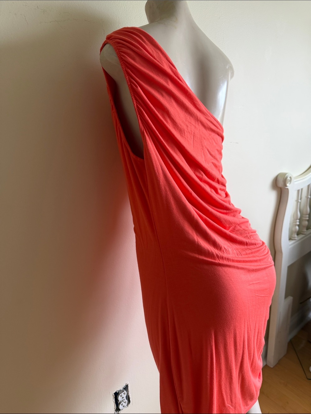 a new day One-Shoulder Ruched Coral-Red Dress - Picture 7 of 9